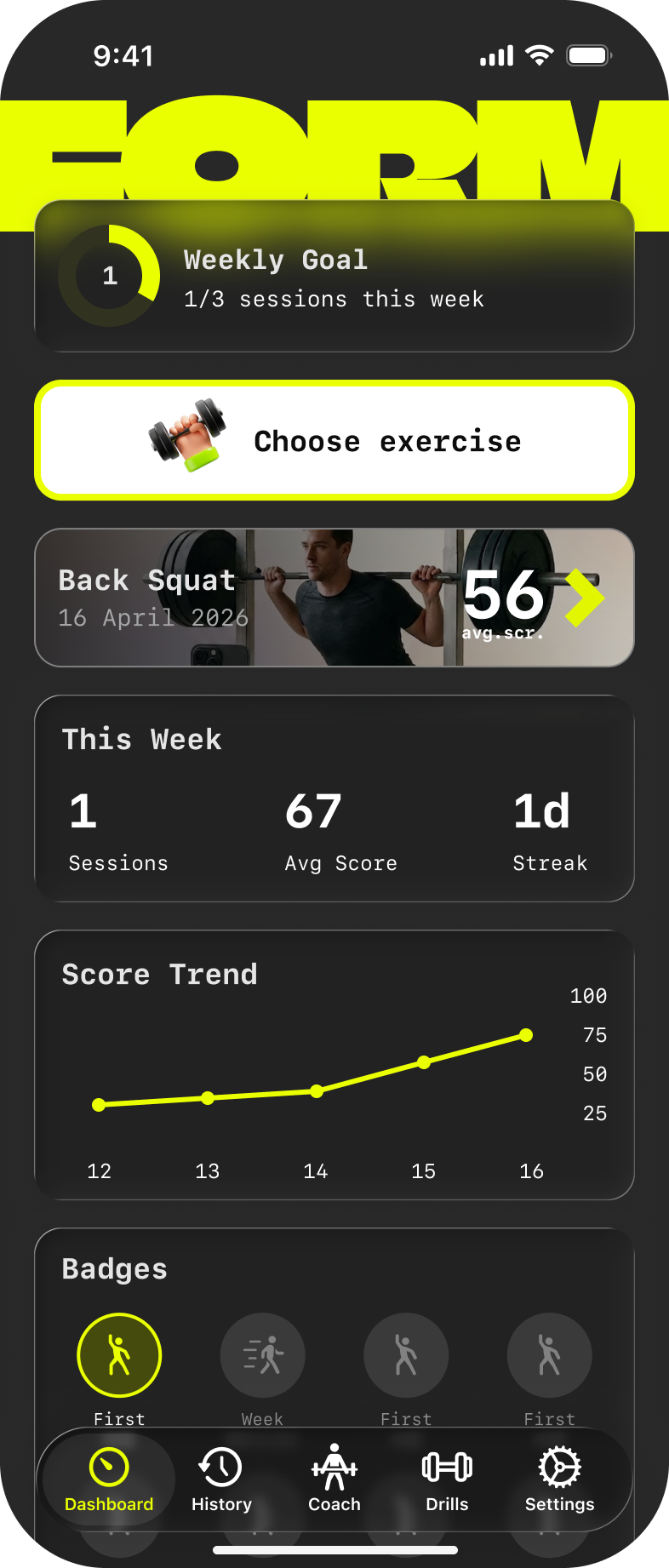 Form app - motion analysis for gym training